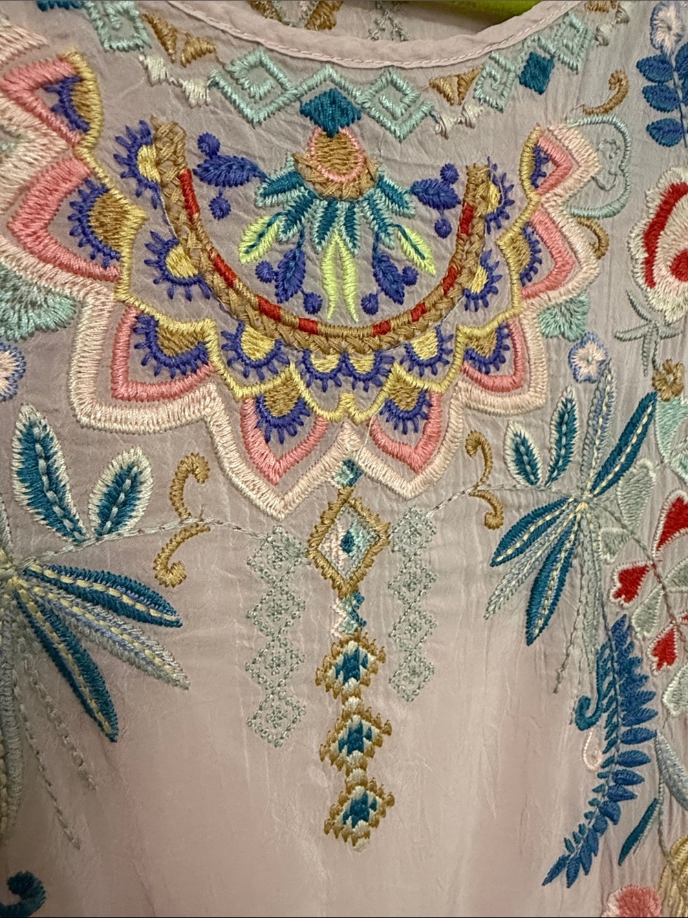 Johnny Was Dusty Blush Embroidered Floral Boho Tunic - Picture 7 of 11